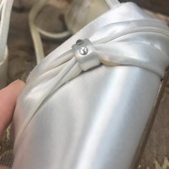 Dye-Able White Bling Rhinestone Satin Slingback D'Orsay, Formal Pump Wedding - Picture 8 of 16